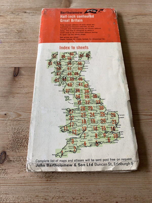 Cardigan Wales No 17 Bartholomews Cloth Map 1966 Brecon Aberystwyth