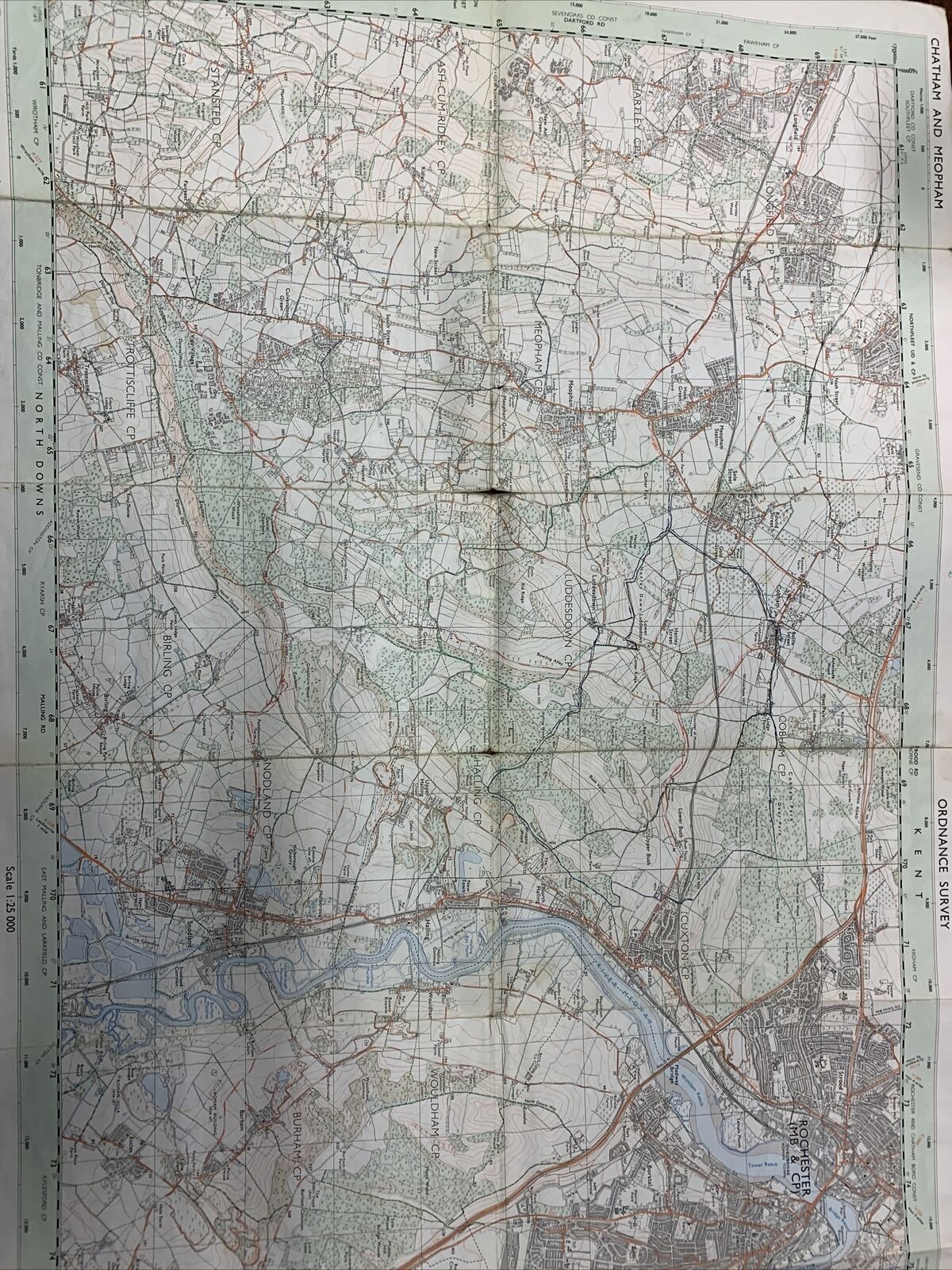 CHATHAM & MEOPHAM Pathfinder Ordnance Survey Sheet No 1193 1:25000 1972 Medway