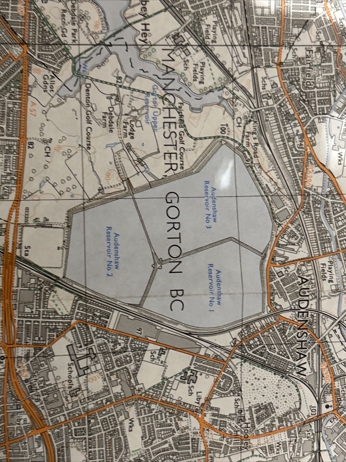 MANCHESTER & ASHTON UNDER LYNE Pathfinder Ordnance Survey SJ89/99 1:25000 1982