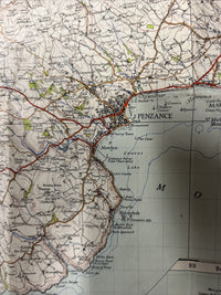 LANDS END - Ordnance Survey Cloth 6th Series 1-inch 1946 Sheet 189 Cornwall