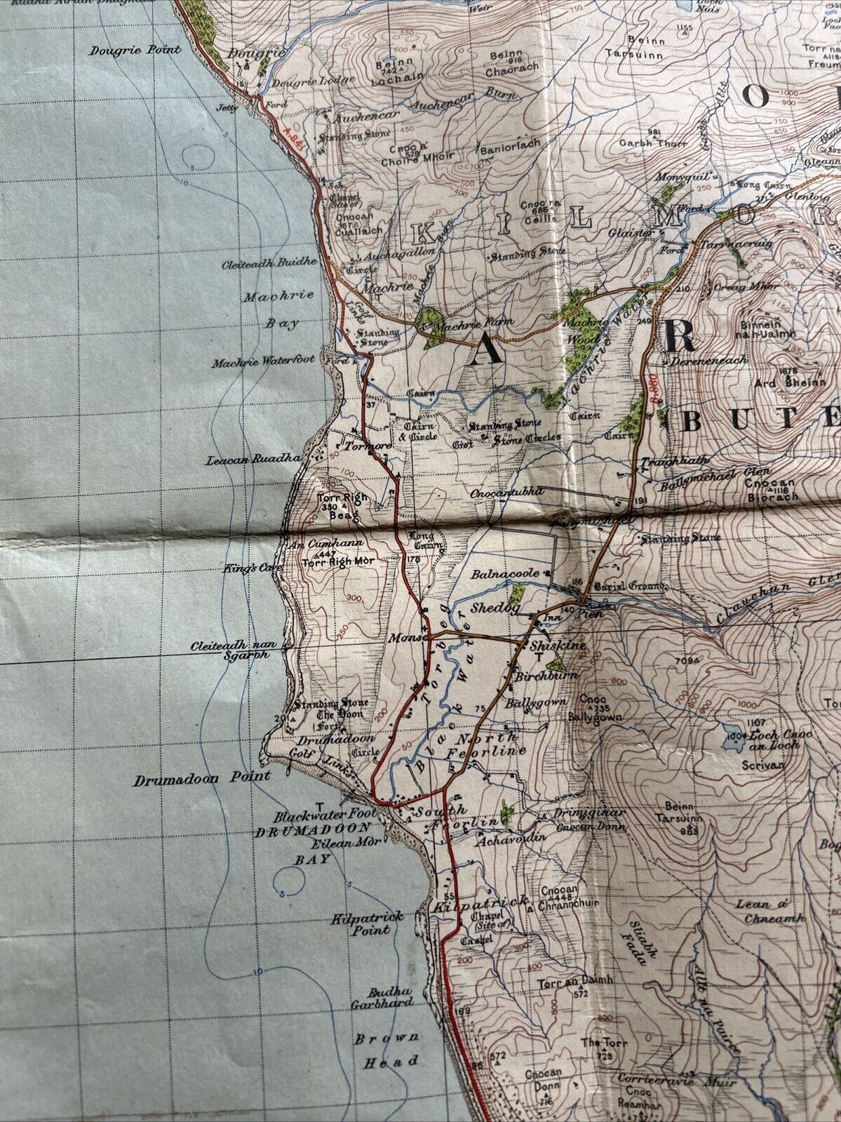 KINTYRE Ordnance Survey One Inch Sheet 65 Popular Edition 1925 Arran Campbeltown