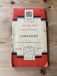 LOWESTOFT Ordnance Survey CLOTH Seventh Series Map One Inch 1954 Sheet 137