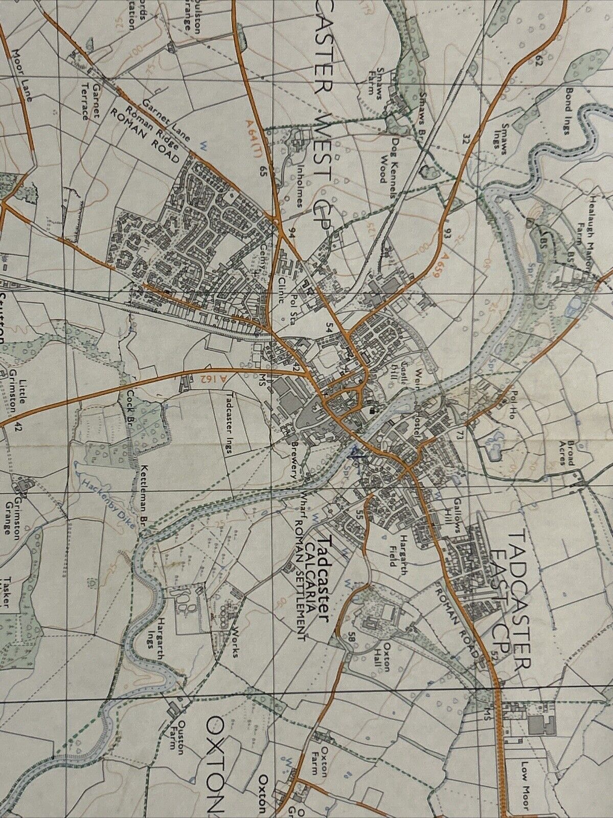 TADCASTER Ordnance Survey Second Series Map SE44/54 1974 Boston Spa Wighill