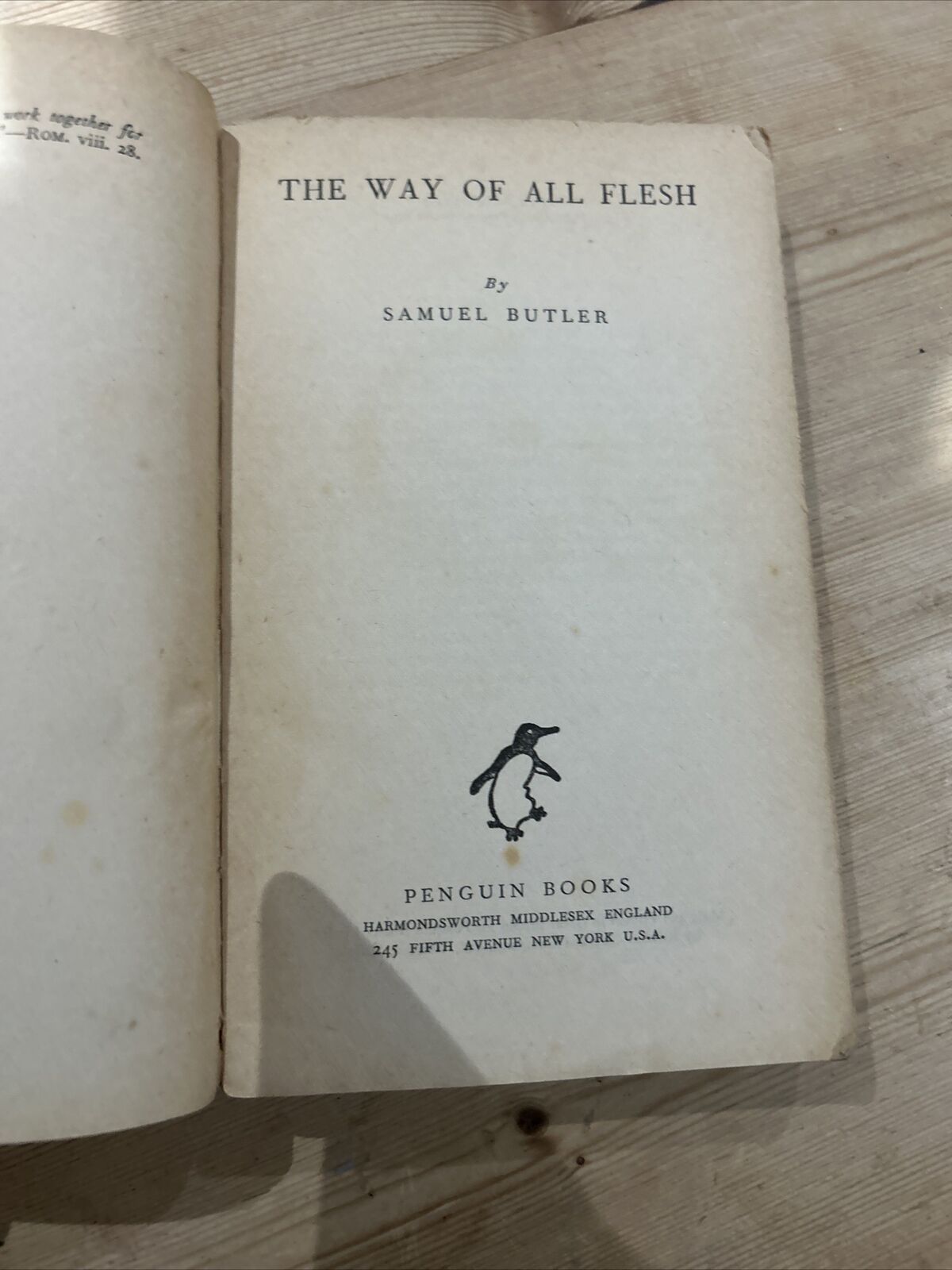 THE WAY OF ALL FLESH, Samuel Butler, Penguin Paperback 1947 No 511