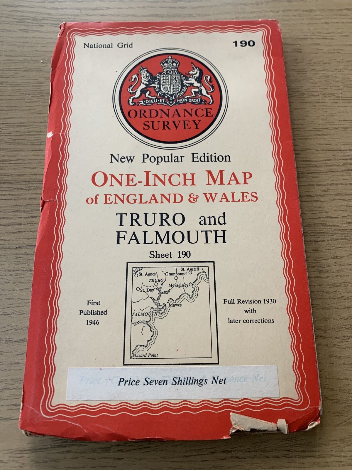 TRURO & FALMOUTH Ordnance Survey Paper Map 1947 Sixth Series No 190 St Austell