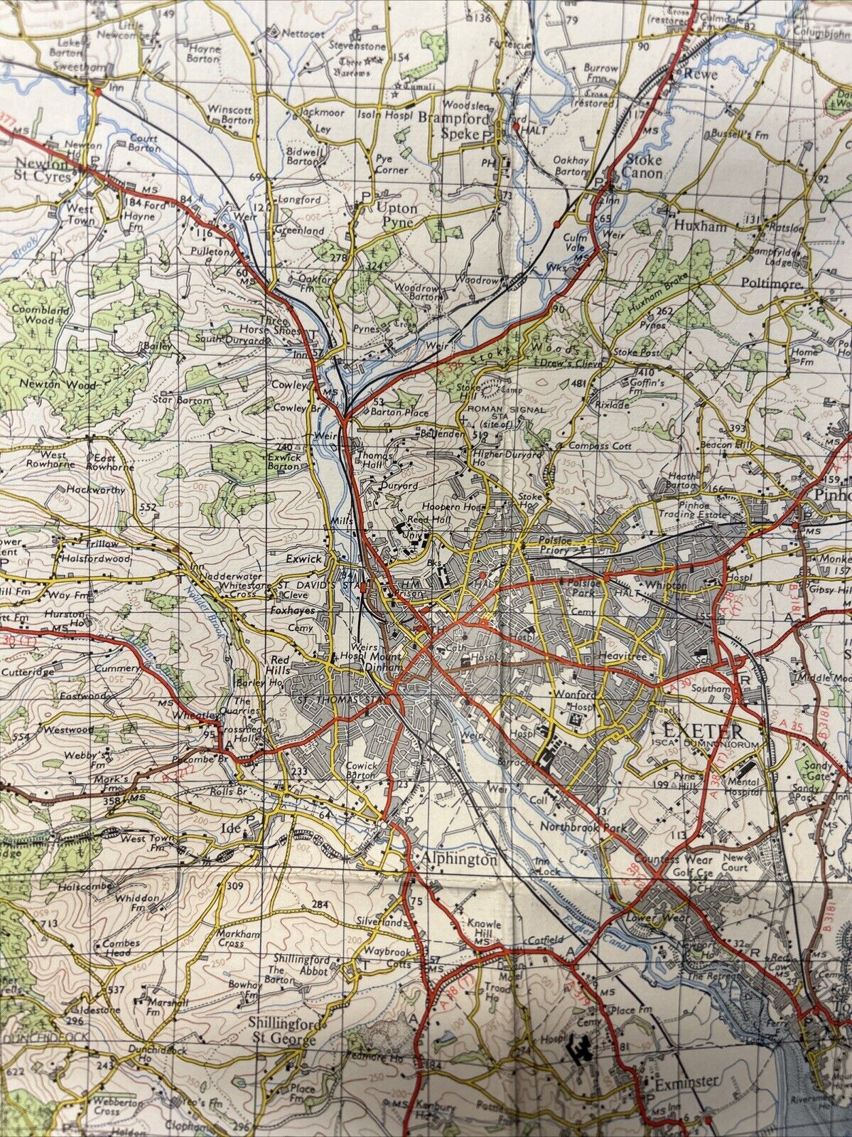 EXETER Ordnance Survey Seventh Series Cloth One inch 1960 Sheet 176 Sidmouth