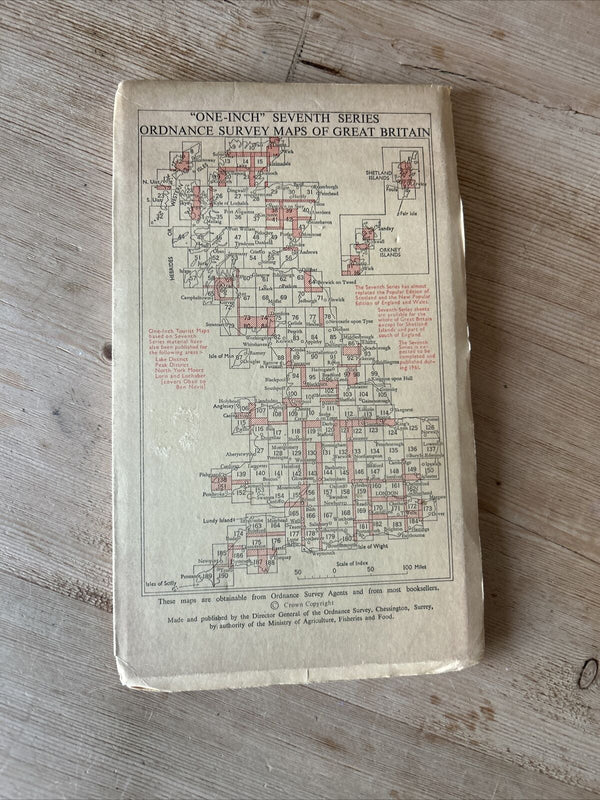 DENBIGH Ordnance Survey Seventh Series Cloth 1 inch 1952 Sheet 108 Rhyl