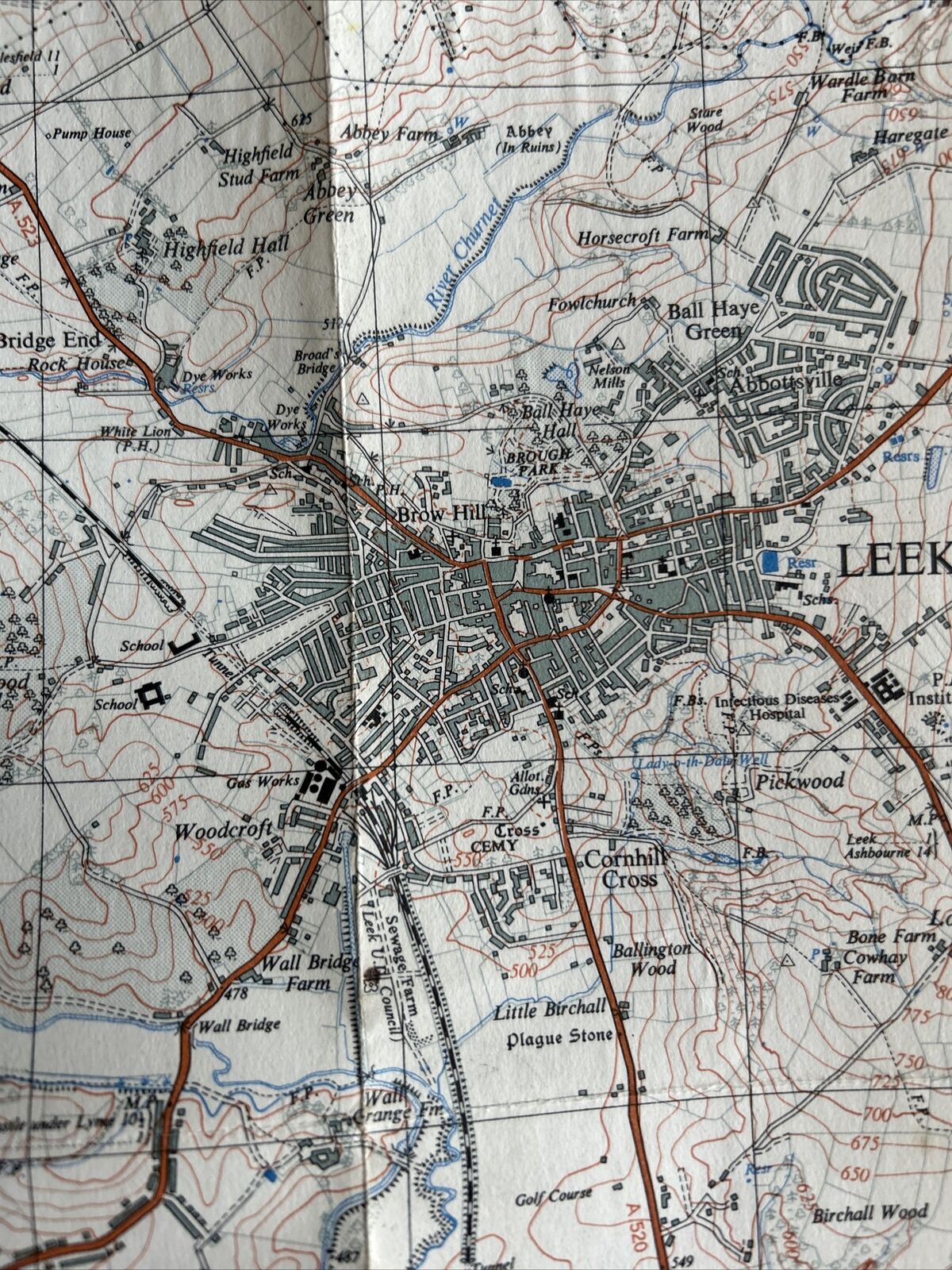 LEEK Ordnance Survey CLOTH Sheet 33/95 1:25000 1947 Rudyard