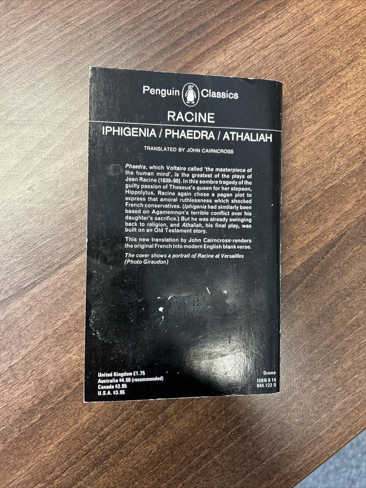 IPHIGENIA PHAEDRA ATHALIAH - Jean Racine Penguin Classics 1981 French France