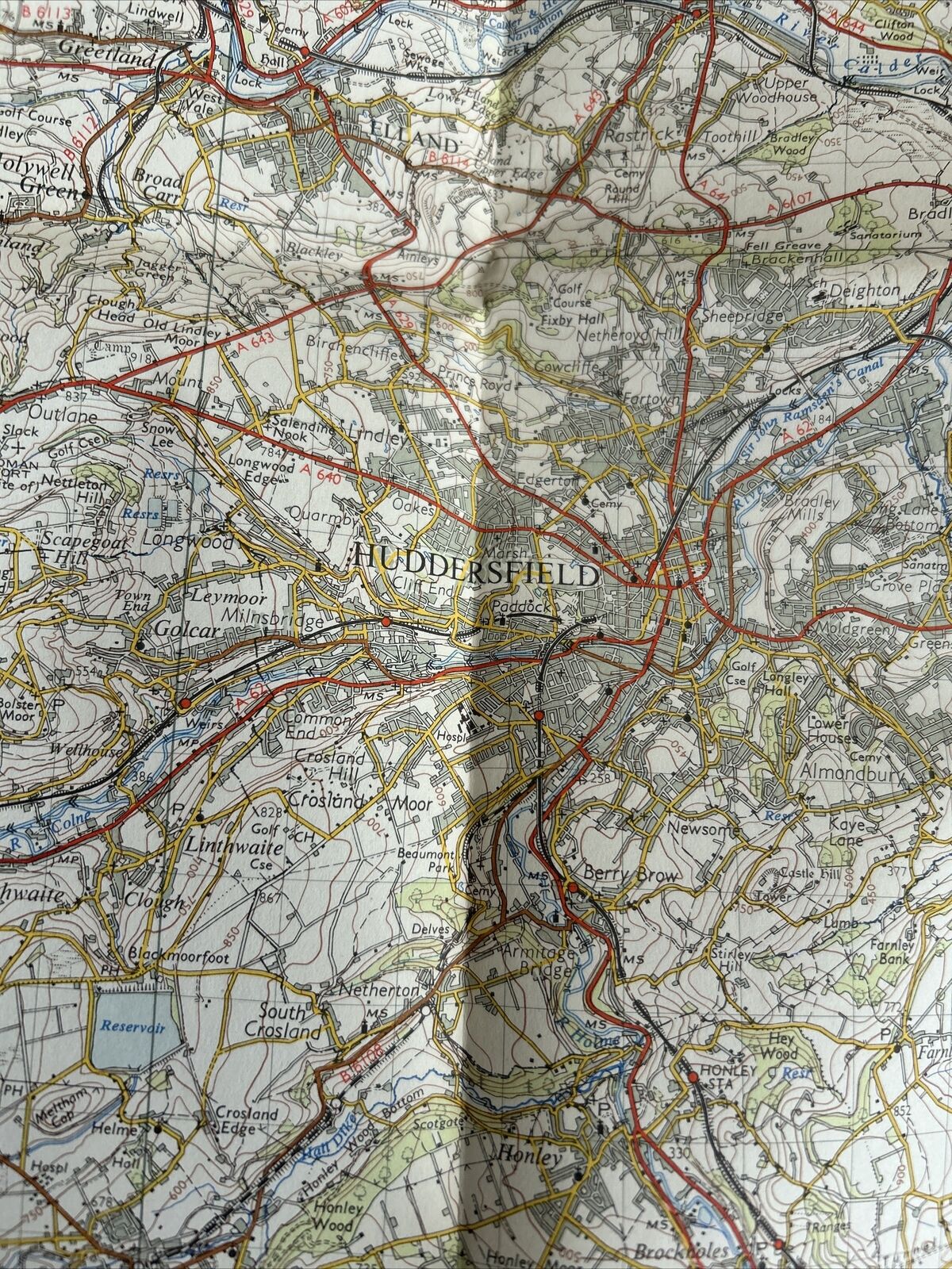 HUDDERSFIELD Ordnance Survey Seventh Series Paper One inch 1954 Sheet 102 Batley