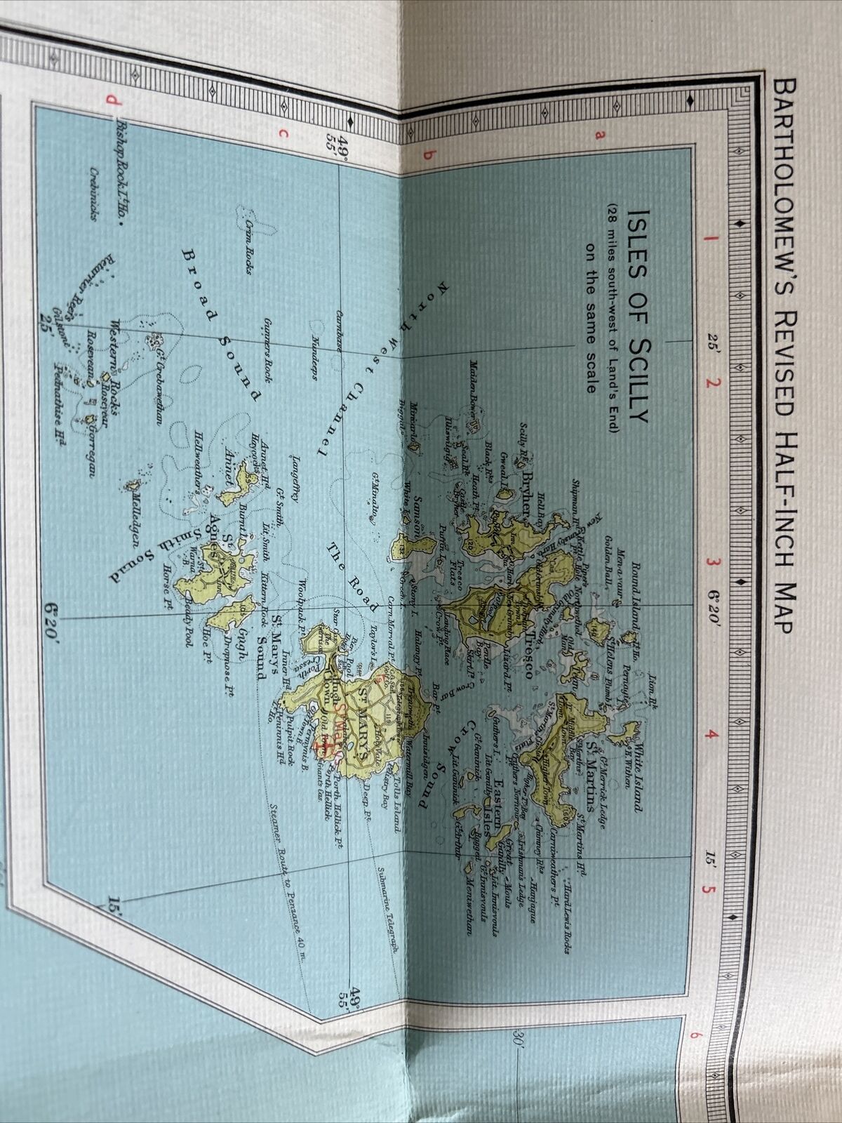 CORNWALL Bartholomew - Half Inch Cloth Map 1962 No 1 St Ives Bodmin