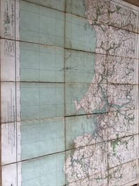 PLYMOUTH Ordnance Survey Cloth One Inch Map 1919 No 144 Contoured Looe Bay