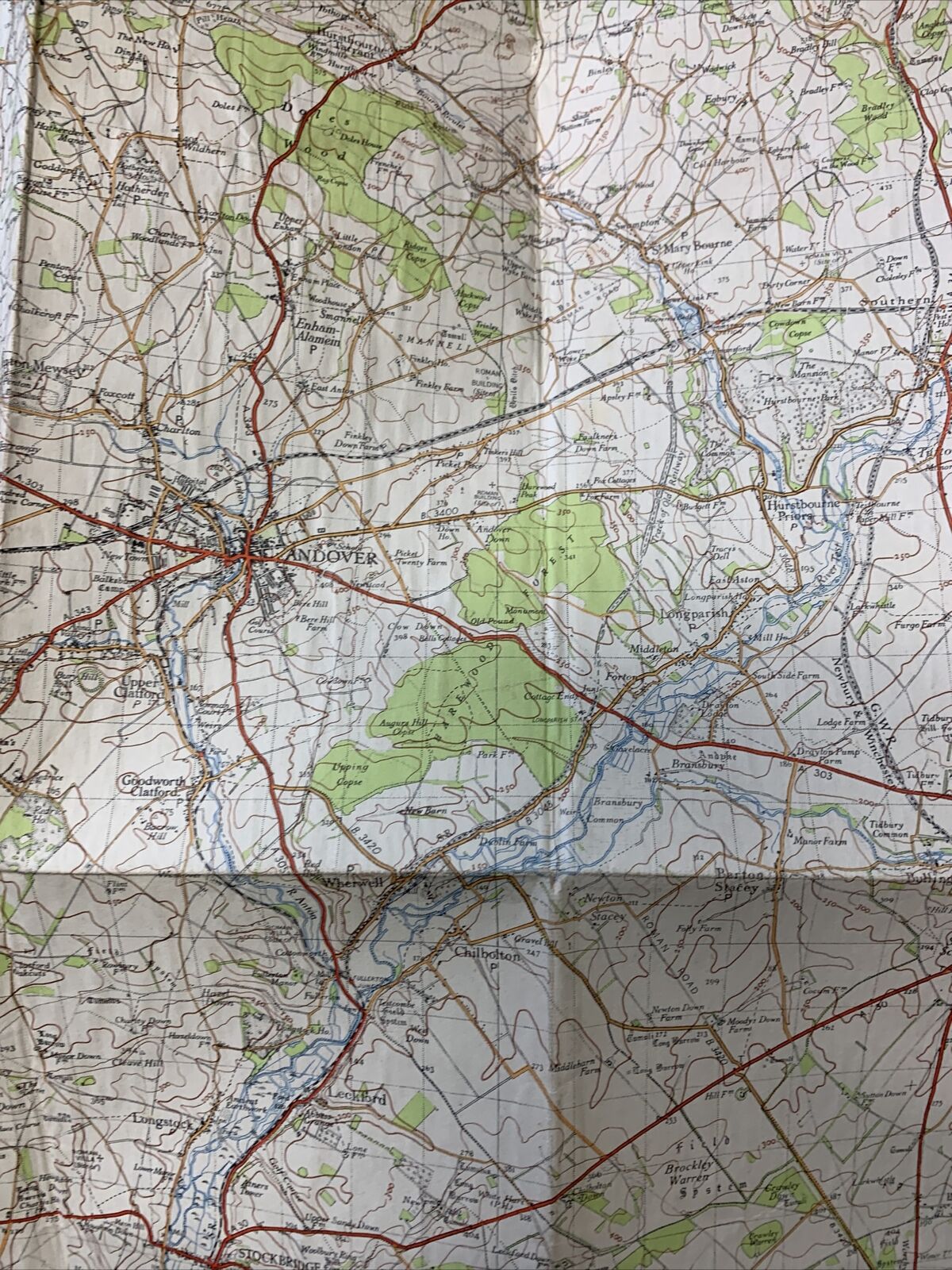 WINCHESTER Ordnance Survey Cloth Map 1945 Sixth Series No 168