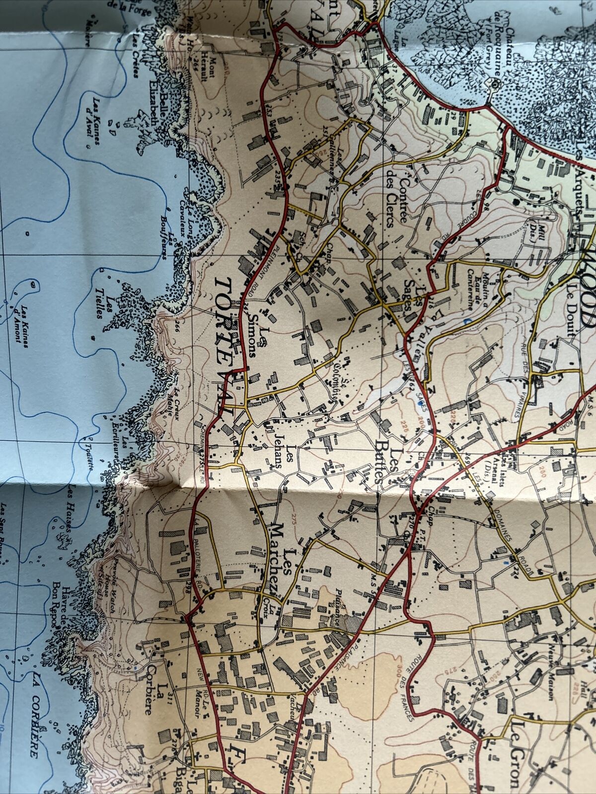 GUERNSEY Ordnance Survey Three Inch Map Good Condition 1955/6 Re Channel Islands