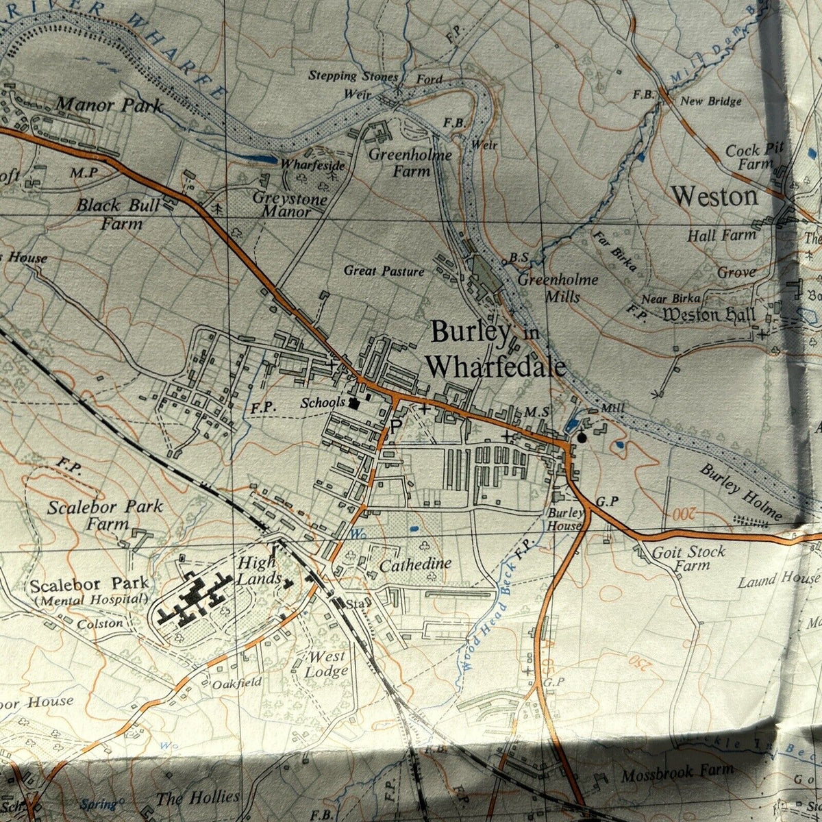 ILKLEY GUISELEY Ordnance Survey Sheet SE14 Map 1:25000 First Series 1952 Menston