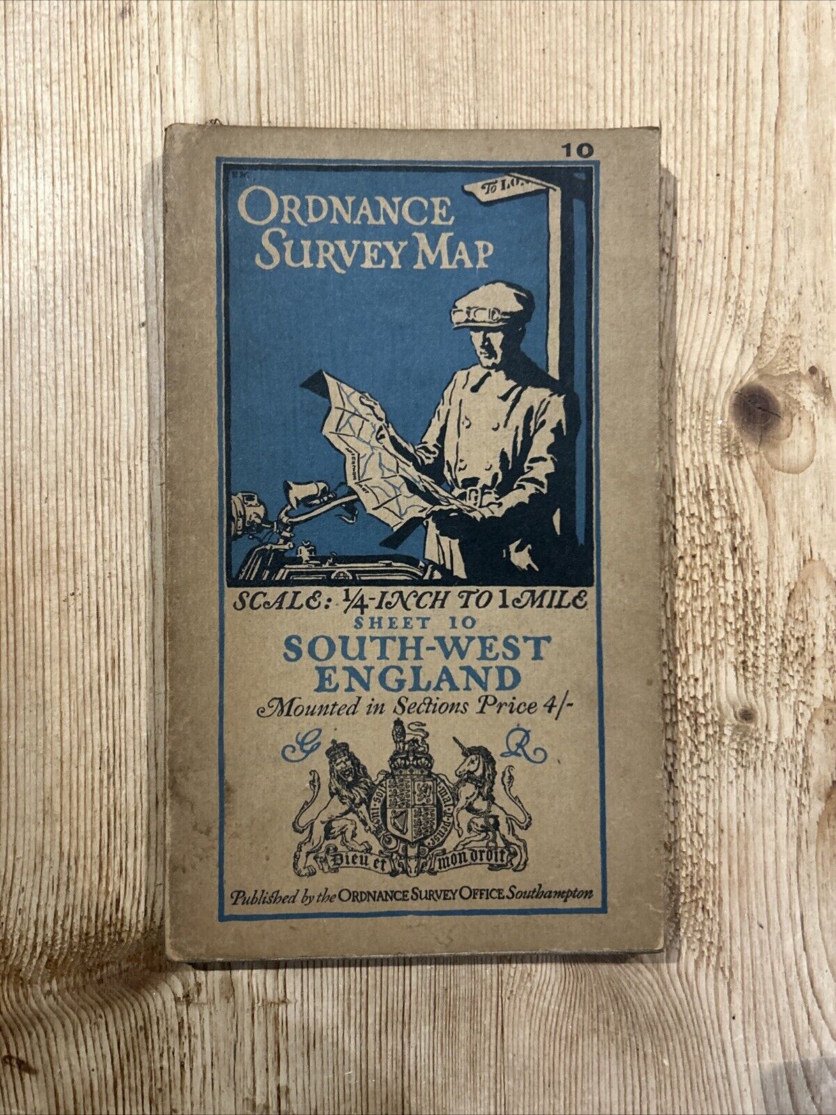 ENGLAND SOUTH WEST Ordnance Survey Cloth Quarter Inch Map 1920 Sheet 10 Sections