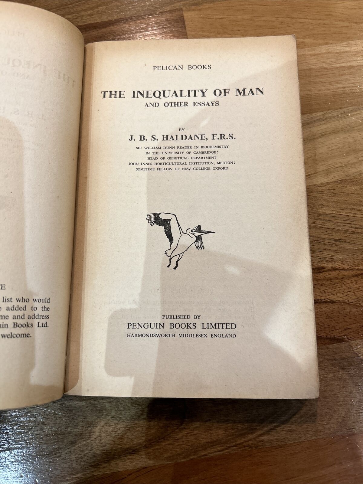 THE INEQUALITY OF MAN JBS Haldane  1937 Pelican A12 Damaged Dust Jacket Book Ok