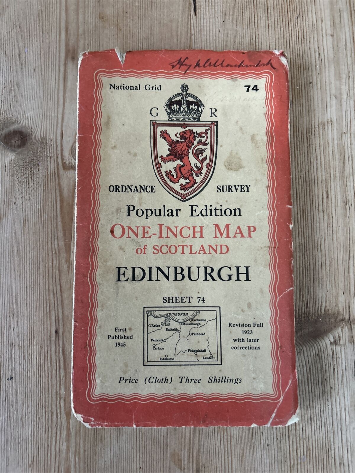 EDINBURGH Ordnance Survey CLOTH One Inch Sheet 74 Popular Edition 1945 Temple