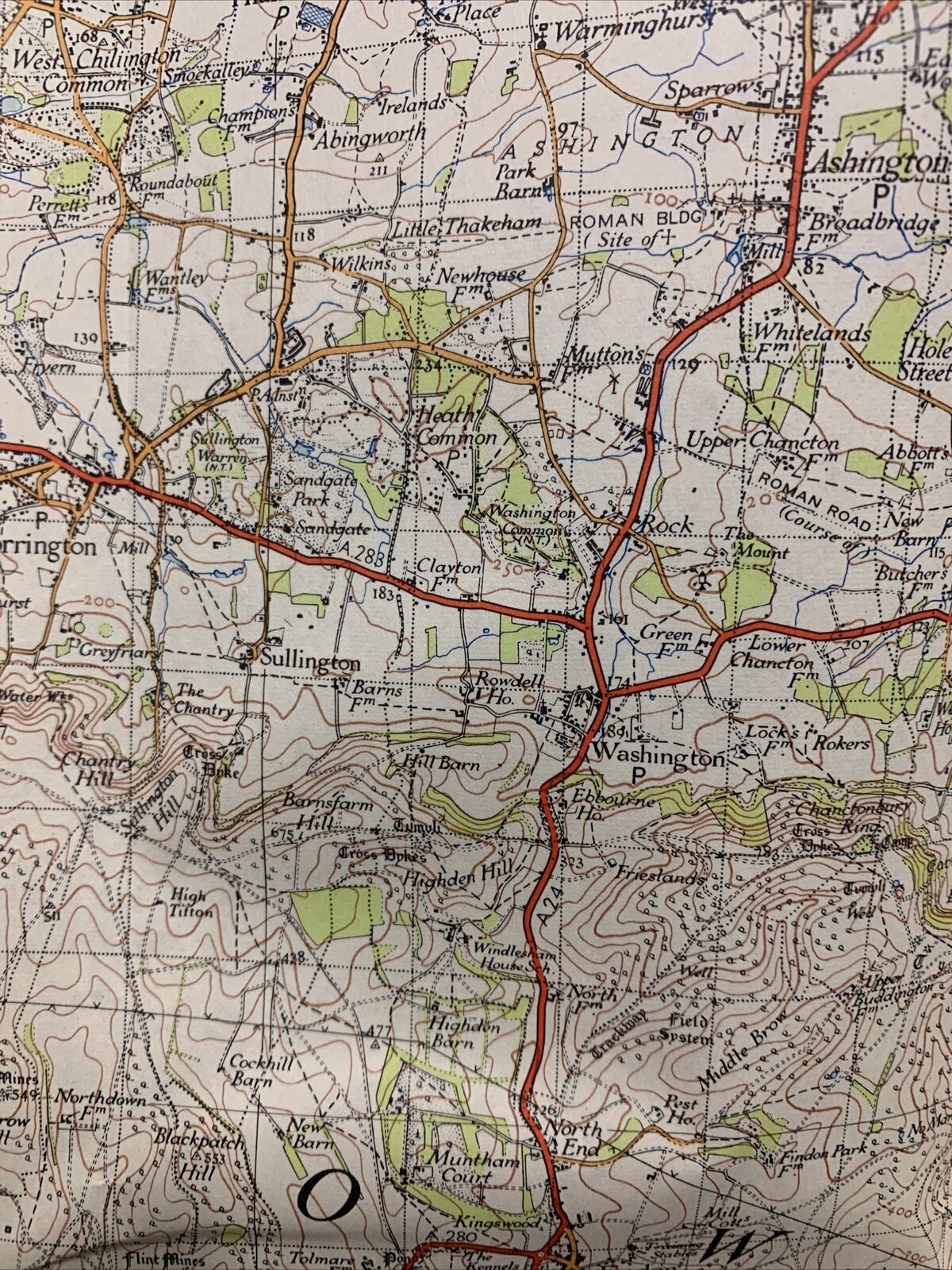 BRIGHTON & WORTHING Ordnance Survey Paper Map 1940 Sixth Series Sheet 182