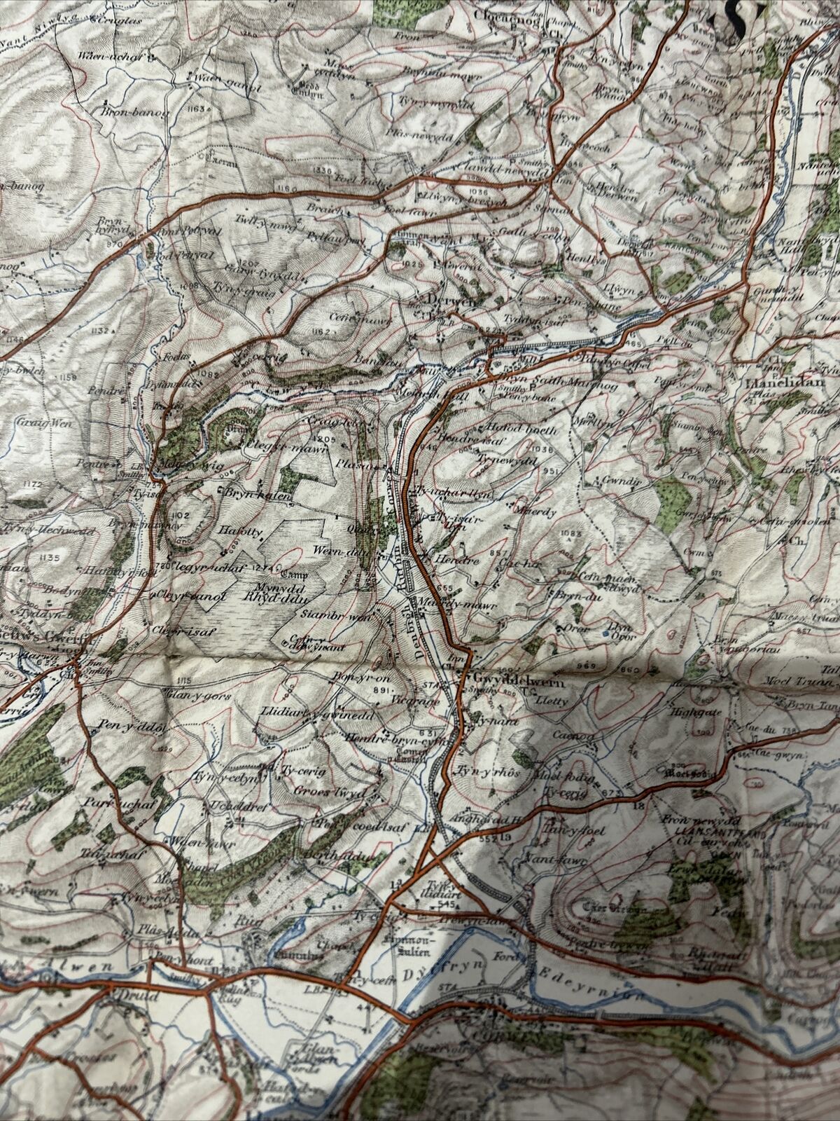 LLANGOLLEN OSWESTRY WREXHAM Ordnance Survey CLOTH 1908 Sheet 51 1 In Coloured Ed