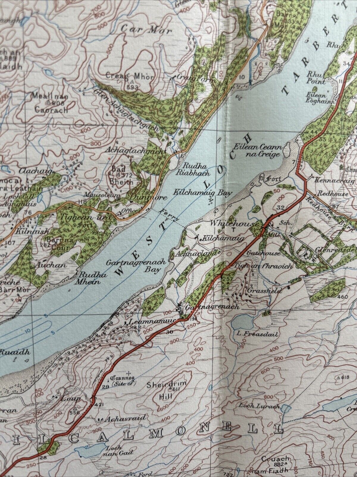 SOUND OF JURA Ordnance Survey One Inch CLOTH Sheet 70 Popular Edition 1926