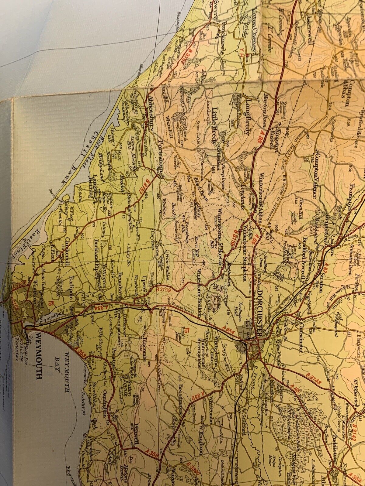 DORSET Poole Weymouth Bartholomew - Half Inch Cloth Map 1968 No 4 Taunton Yeovil