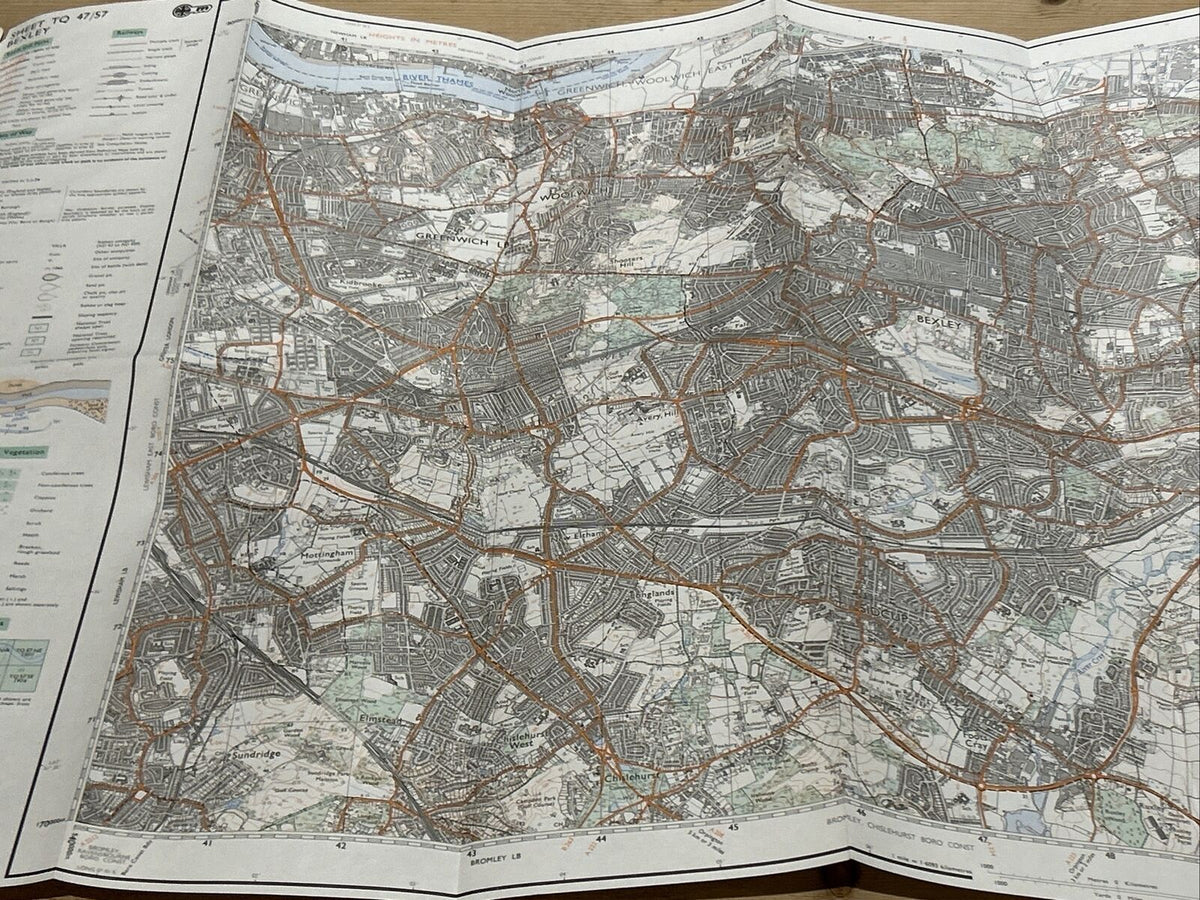 BEXLEY Dartford Ordnance Survey Second Series 1:25,000 Map TQ47/57 1979