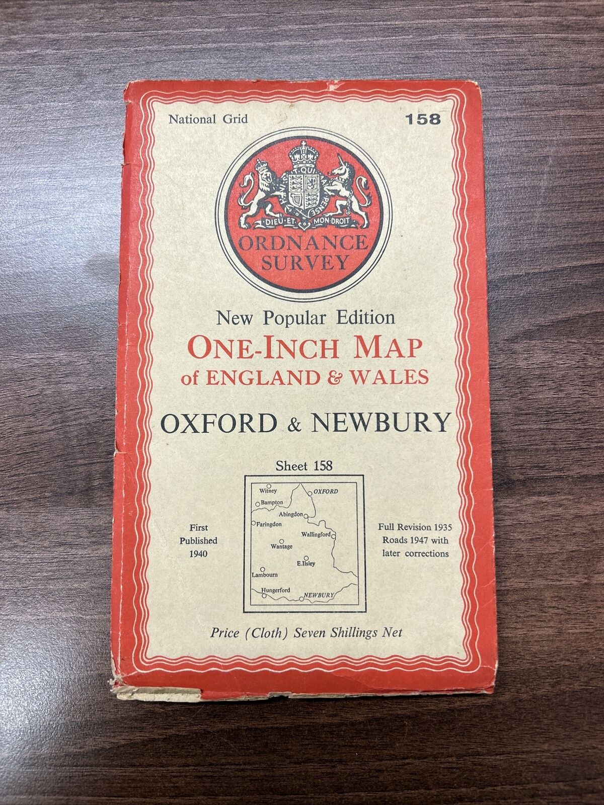 OXFORD & NEWBURY Ordnance Survey CLOTH 6th Series 1940 Sheet 158 One Inch Didcot