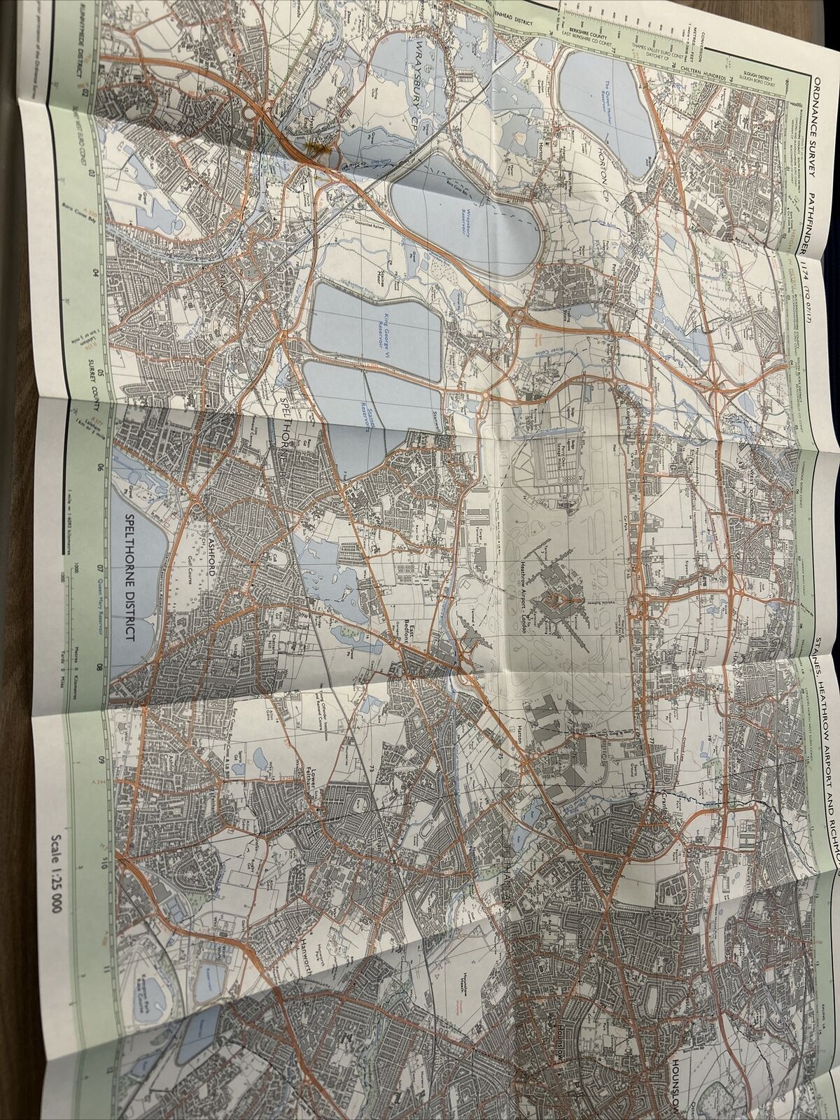 STAINES HEATHROW AIRPORT RICHMOND Pathfinder 1174 Ordnance Survey 1:25000 1990
