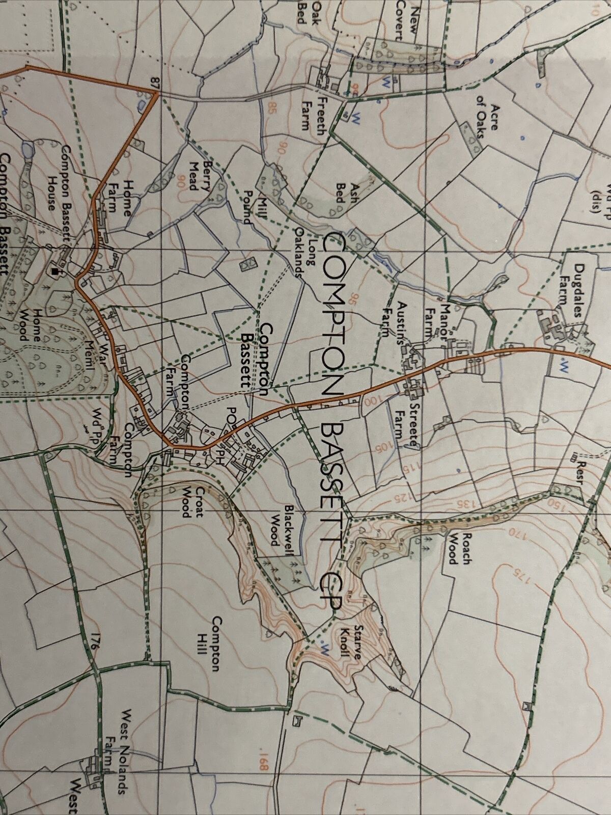 MARLBOROUGH DOWNS Pathfinder Ordnance Survey SU07/17 1:25000 1985 Broad Hinton