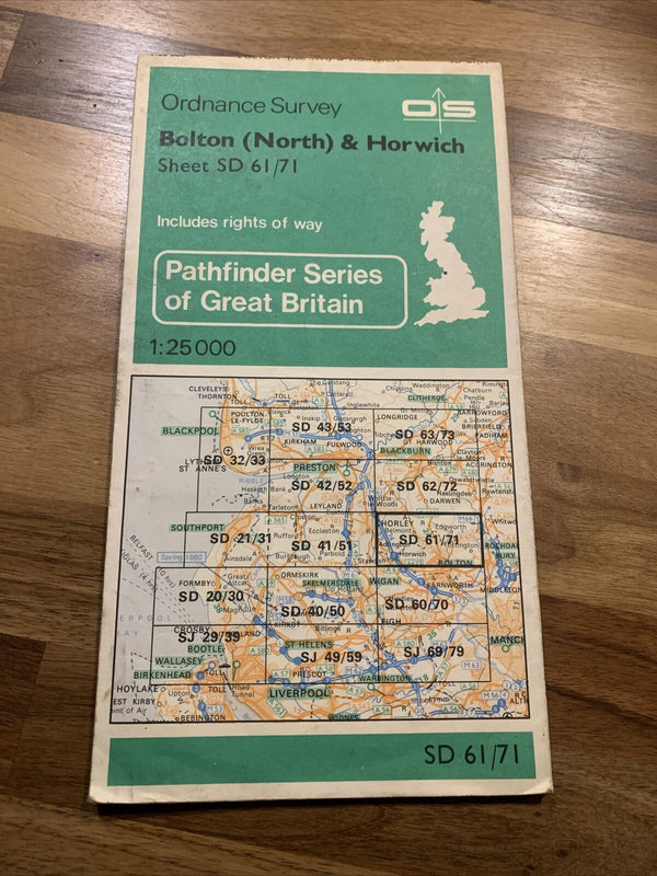 BOLTON North & HORWICH Pathfinder Ordnance Survey 1:25000 1981 SD61/71 Rivington