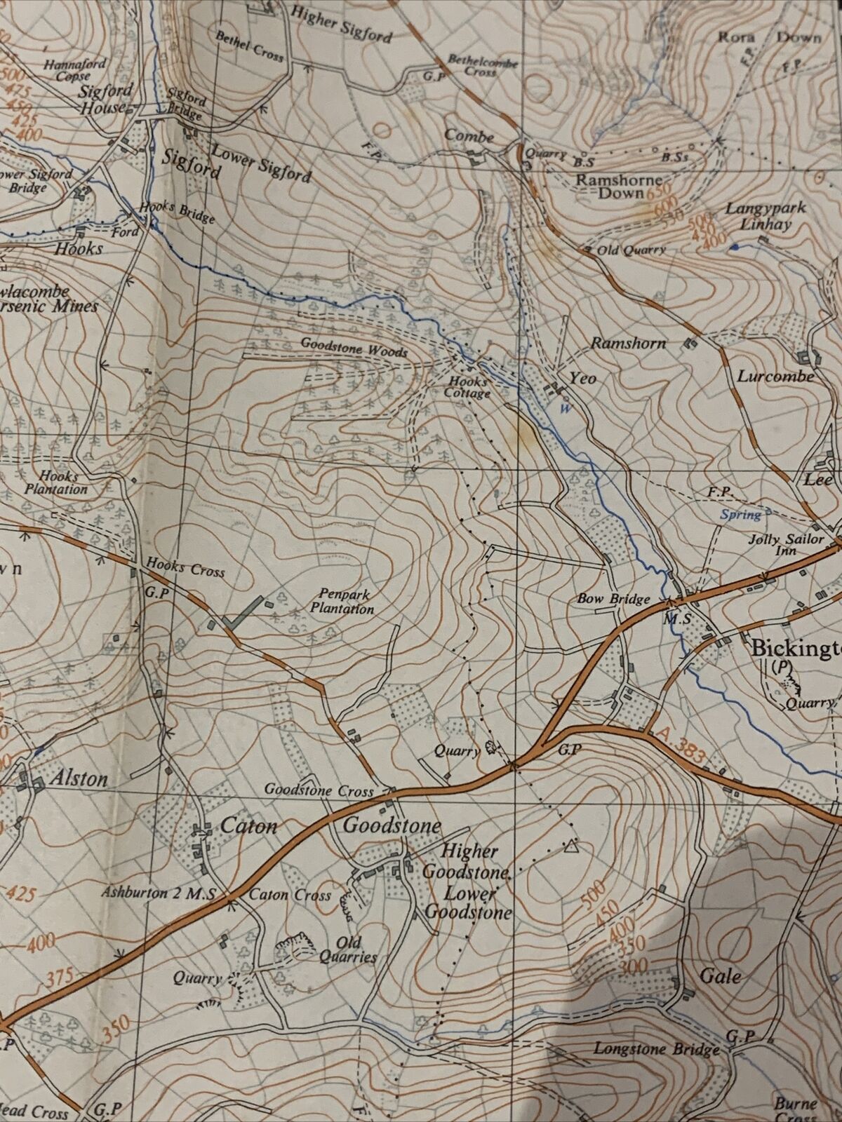 BUCKLAND IN THE MOOR - Ordnance Survey Sheet 20/77 1:25000 1960? Devon