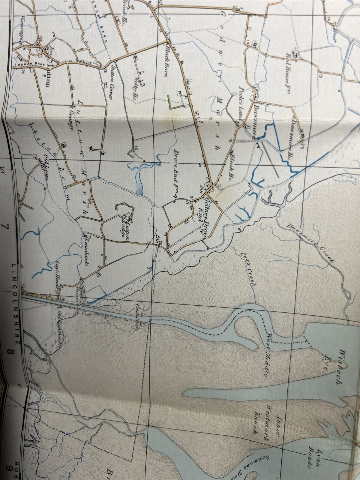 BOSTON Ordnance Survey Paper One Inch Map 1922 Sheet 56 Contoured The Wash