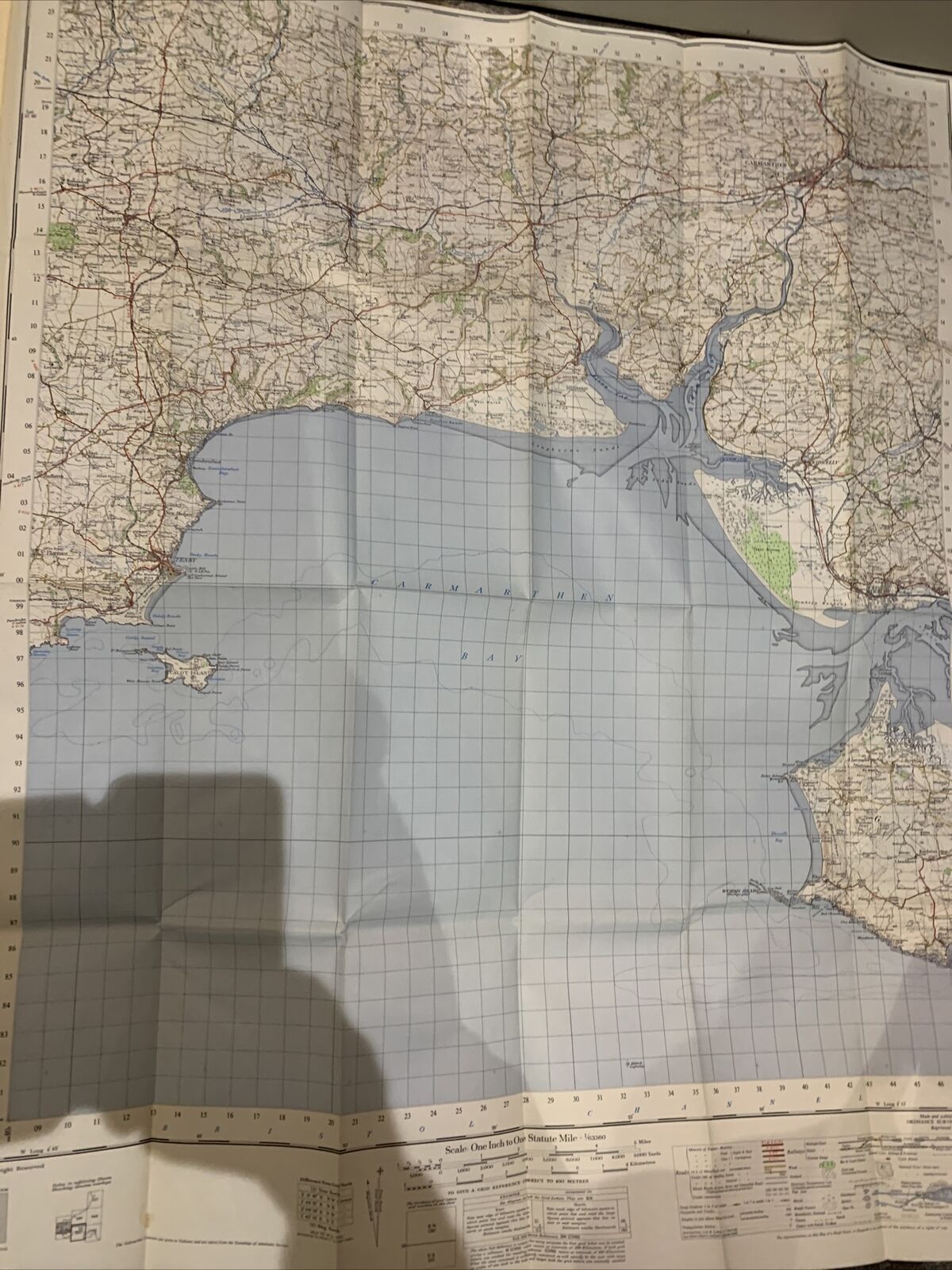 CARMARTHEN & TENBY Wales Ordnance Survey Map One Inch 1966 Sheet 152 Paper