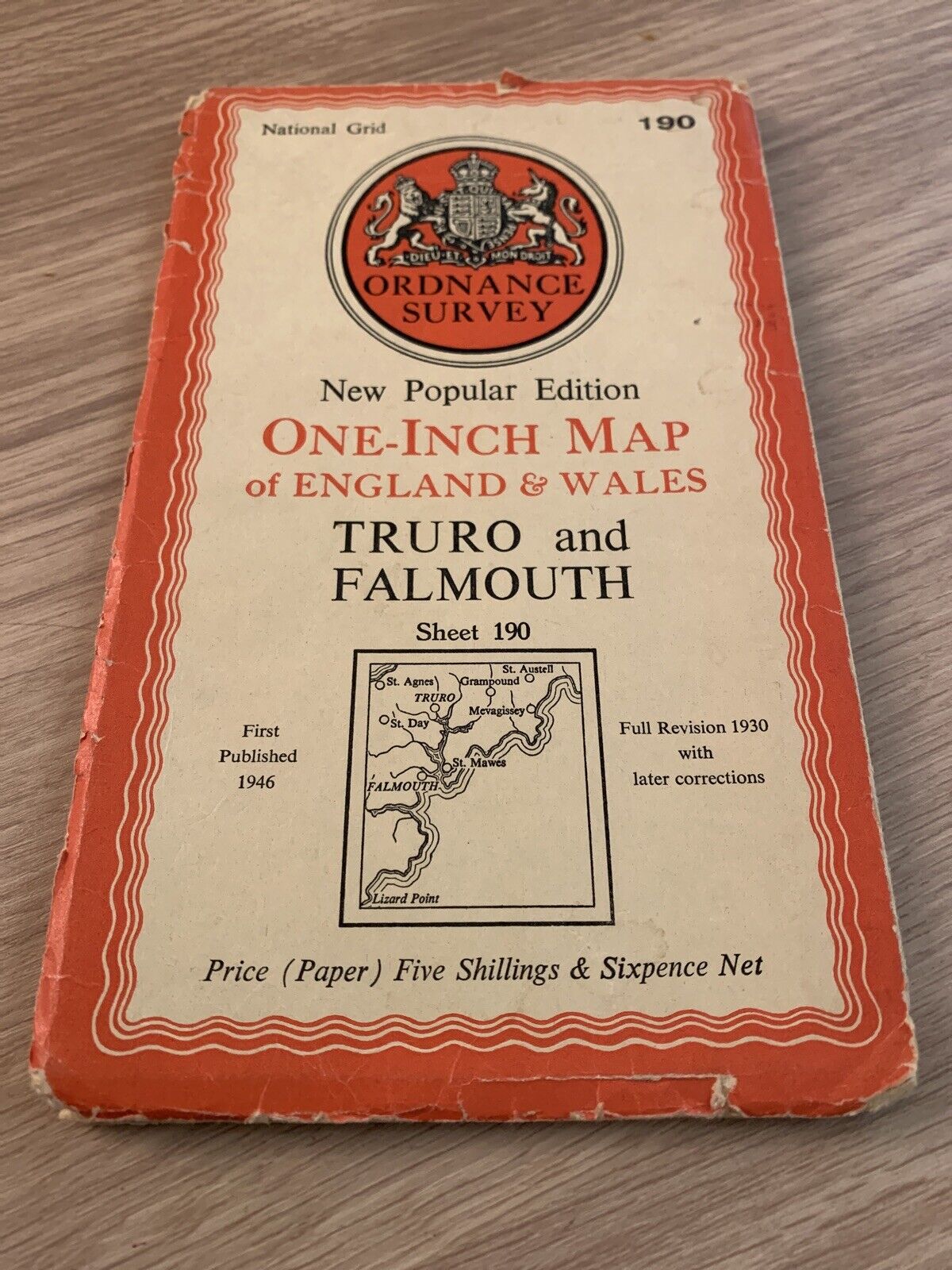 Truro Falmouth Cornwall - 1957 6th Series Ordnance Survey One Inch Sheet 190