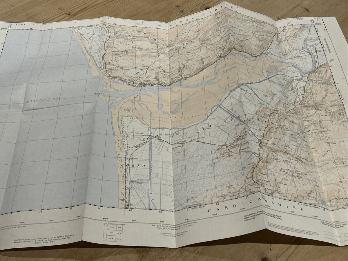 ABERDOVEY Ordnance Survey 1:25,000 First Series Sheet SN69 1956 Gwynfryn Hall