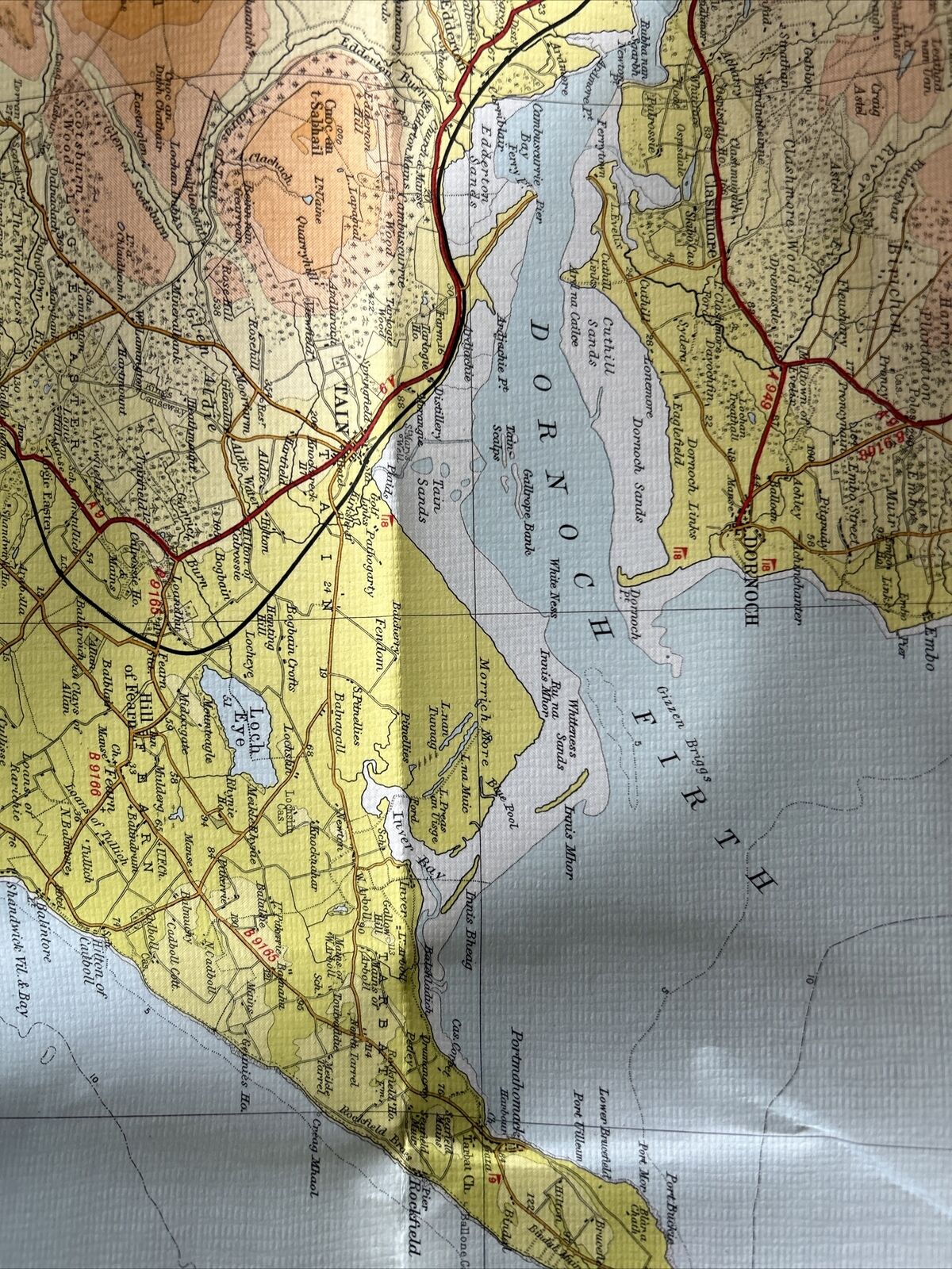 DORNOCH FIRTH Bartholomew Half Inch Cloth Map 1968 No 59 Cromarty Golspie Shin