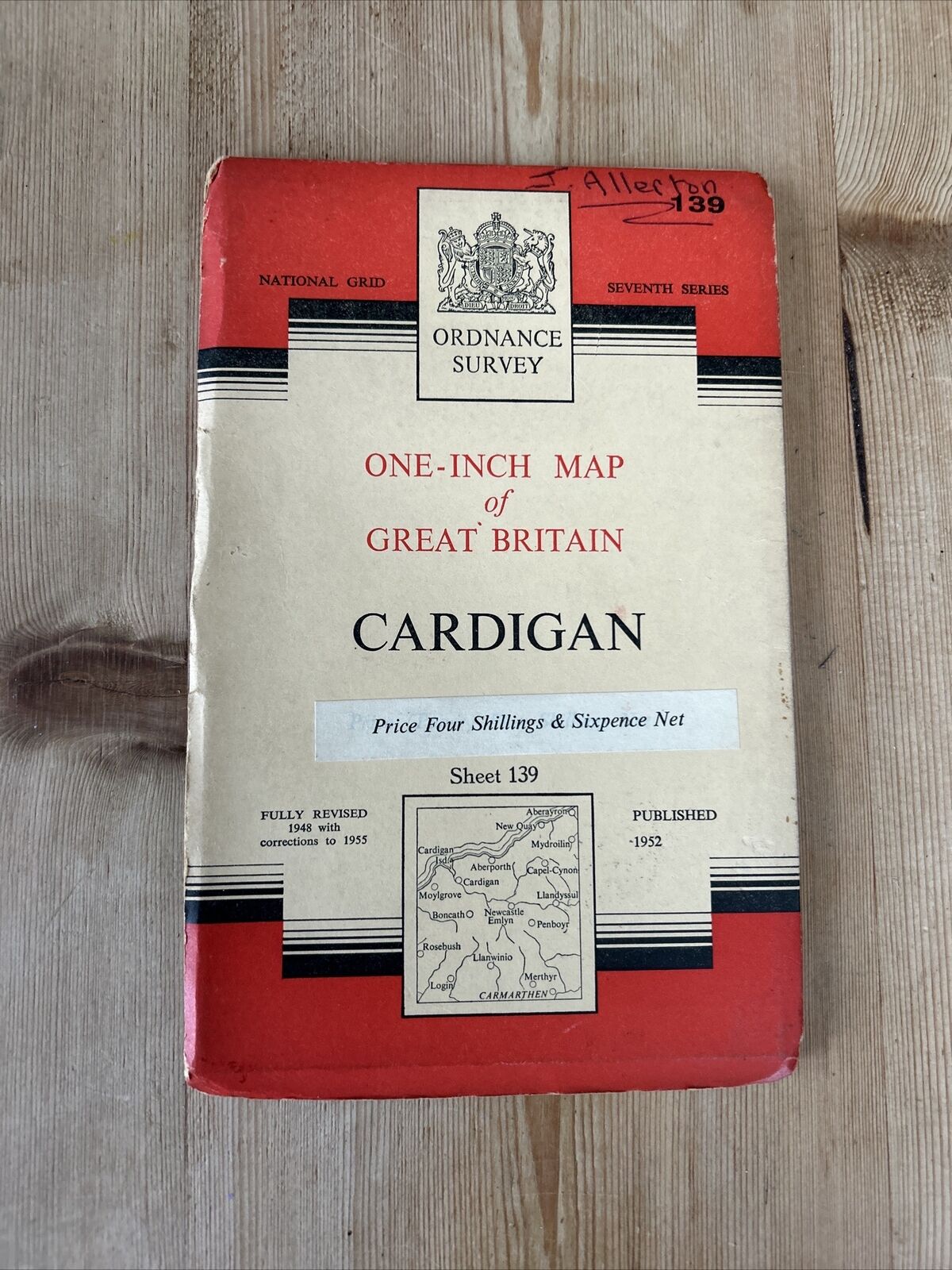 CARDIGAN Ordnance Survey Seventh Series  1-inch 1952 Sheet 139 Carmarthen