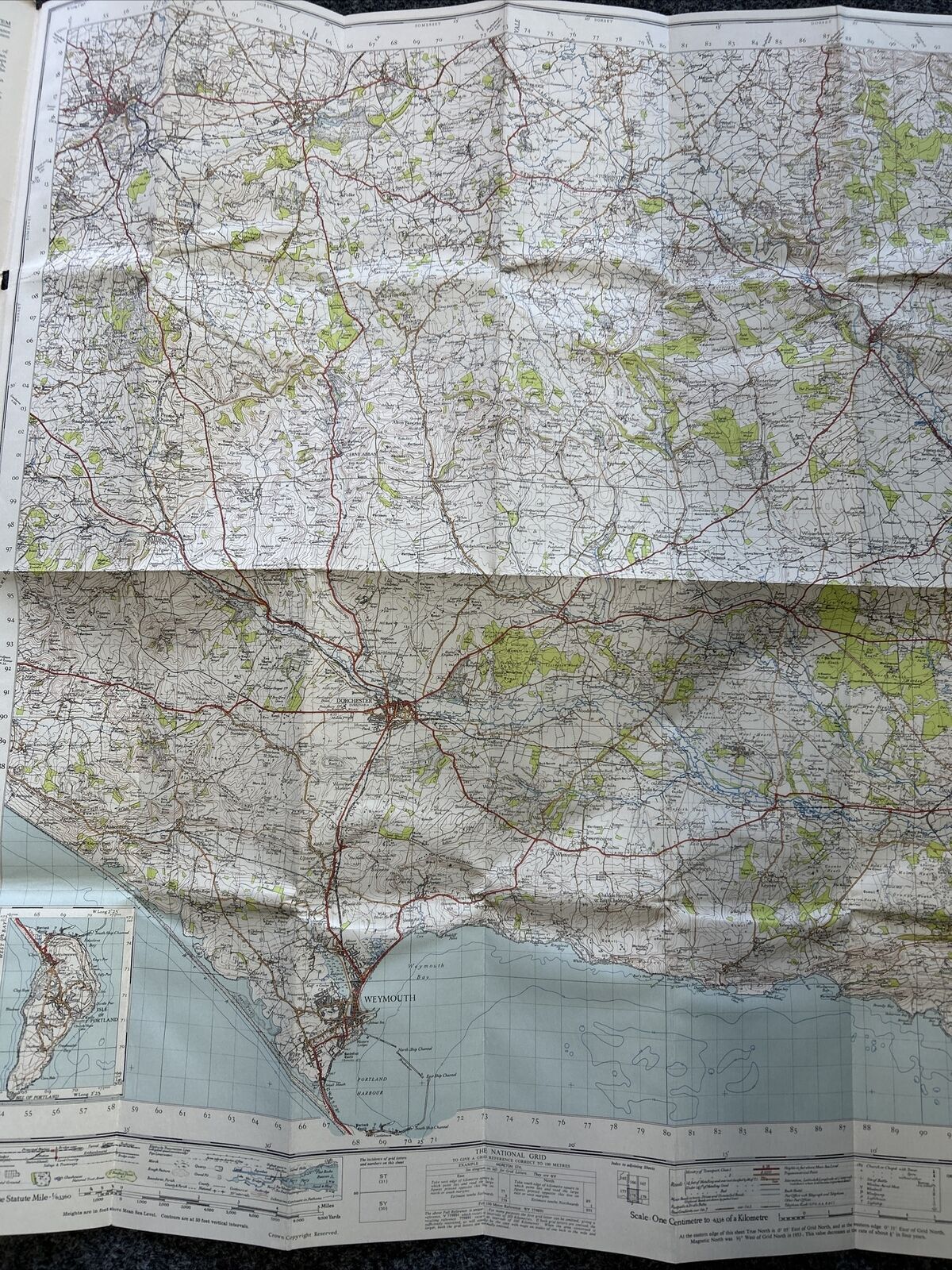 DORCHESTER - 1945 Cloth Ordnance Survey One Inch Sheet 178 Sixth Edition